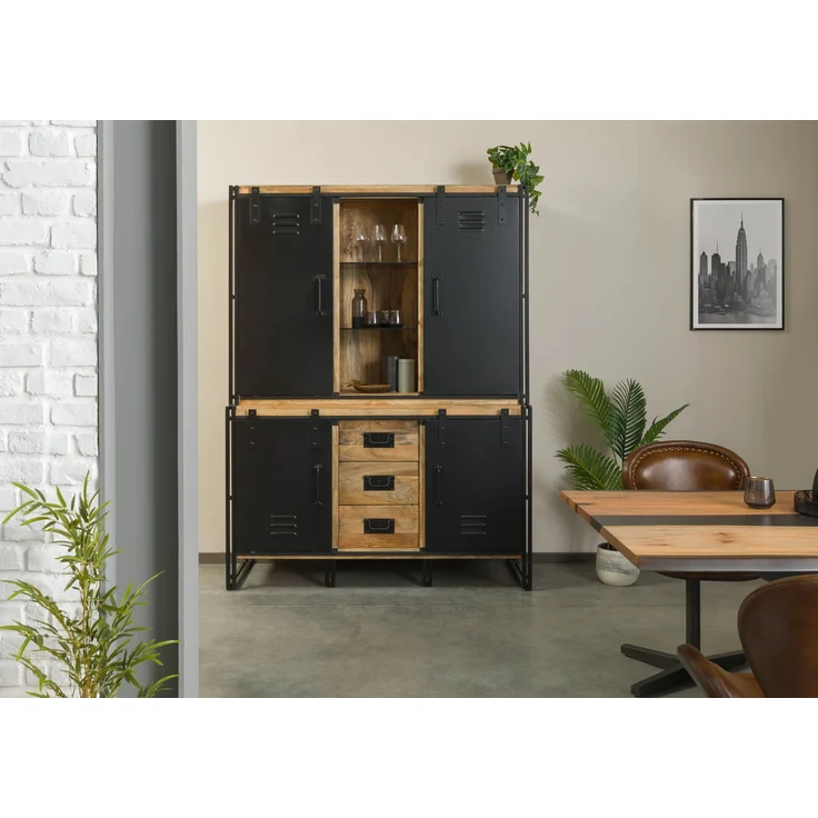 Buffet Mango 150x55x200 natur lackiert / Metall schwarz BLACKBURN #106 – Bild 9