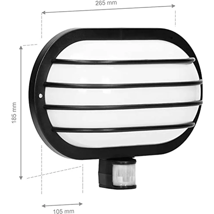 Virone LASO E27 Außenlampe mit Bewegungsmelder, IP44 wasserdicht, bis zu 60W, Schwarz – Bild 2