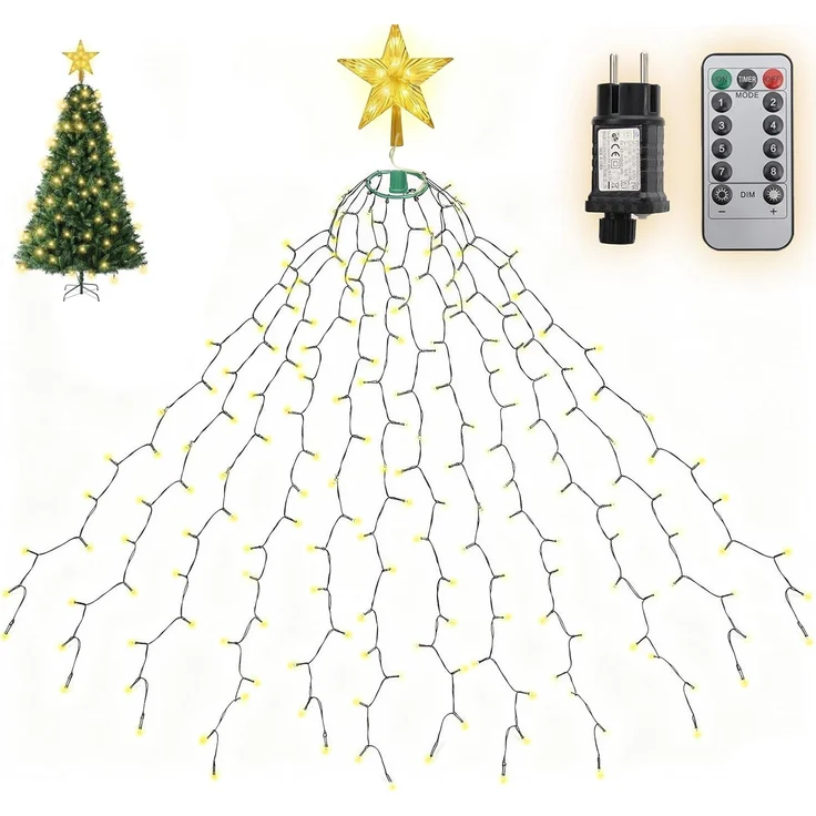 SALCAR 2m Weihnachtsbaum Lichterkette mit Ring, 12 Girlanden – Bild 1