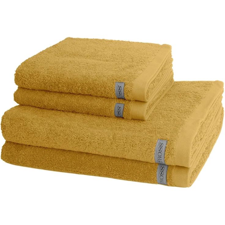 Ross Sinfonie 4 tlg. Frottier-Set - 2 X Handtuch (50 X 100cm) und 2 X Duschtuch (70 X 140cm) - 500 g/m2 - Senf