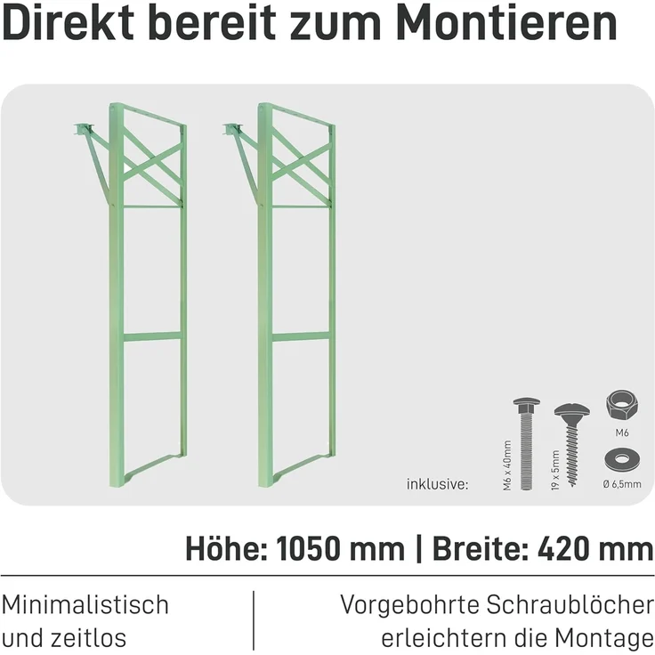 Natural Goods Berlin 2er Set Stehtisch Gestell klappbar (Pastellgrün, 105x43 cm) – Metall Tischbeine im Kastenprofil für Stehtische – Stabiles Tischgestell für Garten, Terrasse & Camping – Bild 3