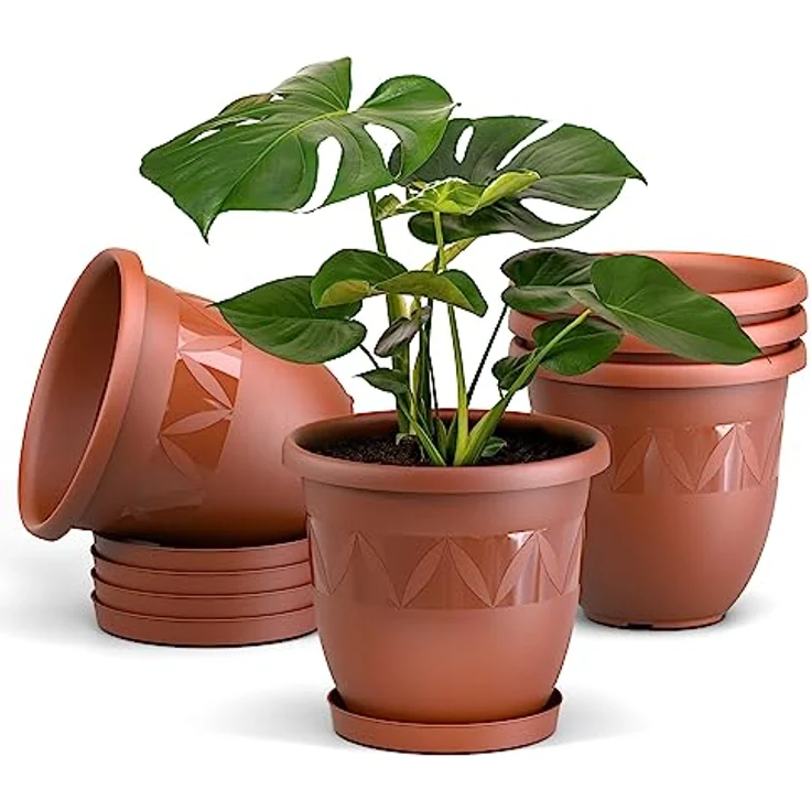Plastard Pflanzkübel 3er, 5er, 10er Sets, Blumentopf mit passenden Untersetzer 15 - 40 cm (5 St, Blumenkübel ist Witterungs-, frost- und UV-beständig) – Bild 2