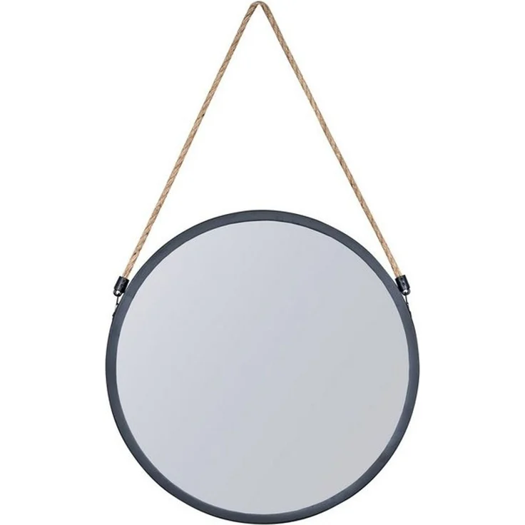 Levandeo® Wandspiegel, Spiegel 30cm Rund Schwarz Metall Jute Wandspiegel Flurspiegel – Bild 4