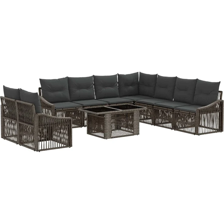 vidaXL Gartensofa-set 10 stk. Grau und Dunkelgrau 100 x 55 x 73 cm 3437270 – Bild 2