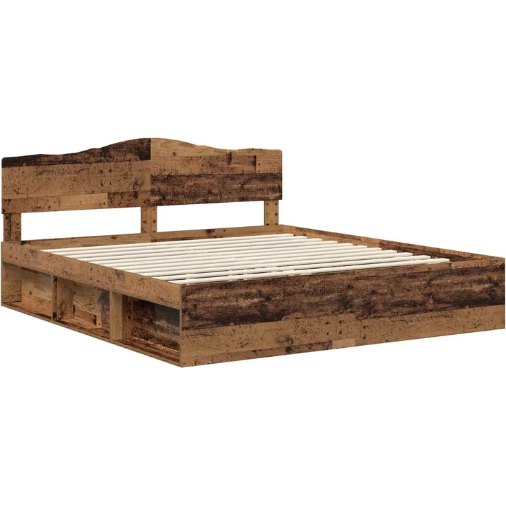 vidaXL Bettrahmen Altholz 200 x 200 cm Massives Kiefernholz 3412860 – Bild 3