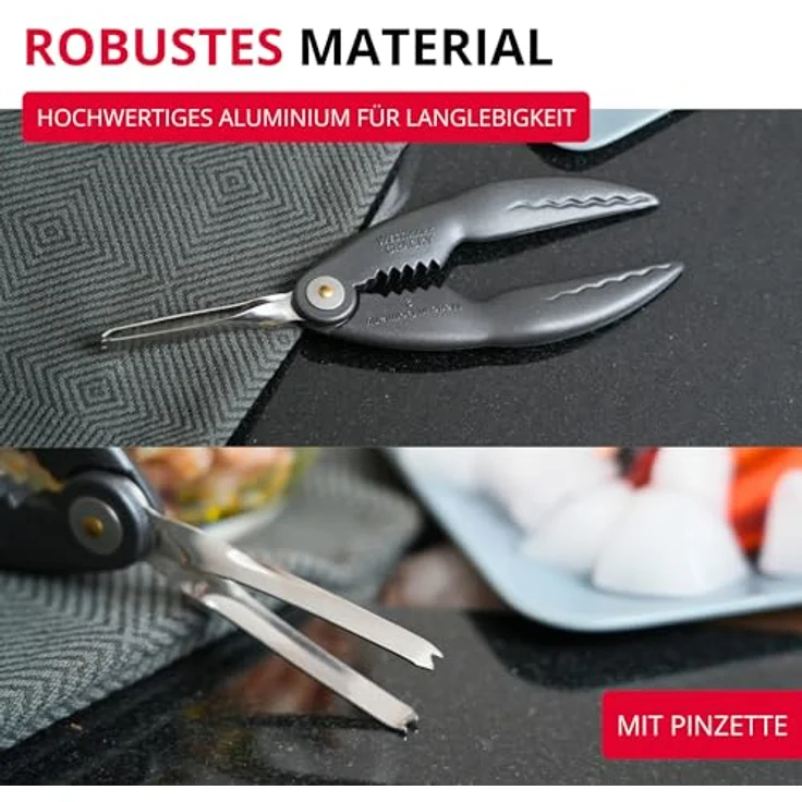 WESTMARK Fischbesteck Hummerknacker mit Pinzette »Cracky-Spezial« Black Edition, Aluminium, Edelstahl, griffige Haptik – Bild 6