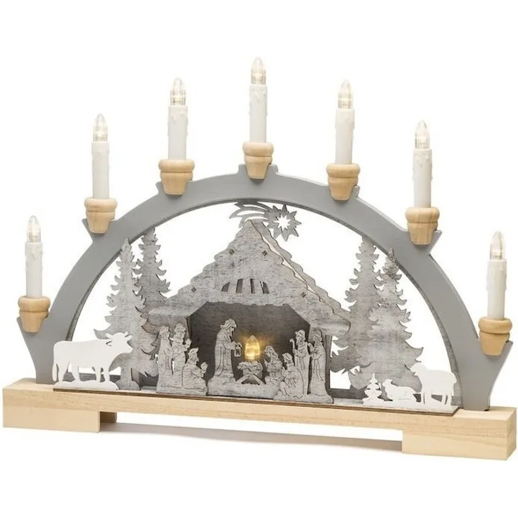 KONSTSMIDE No. 3261-320 LED Holzsilhouette Krippe wählbare Energiequelle