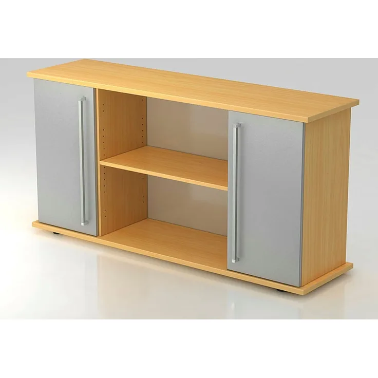 Sideboard 2 Türen, 166cm, SG Buche / Silber