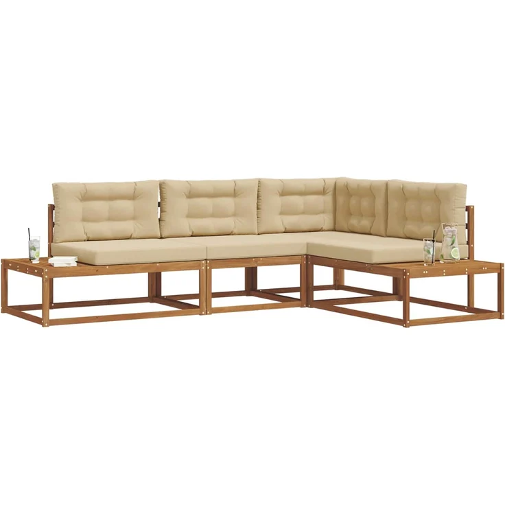 vidaXL Outdoor-Sofagarnitur 4 stk. 4-Sitzer Natur und Beige 3368136 – Bild 3