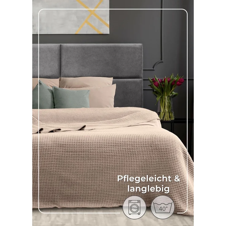 Wohndecke Wohndecke Waffelpique aus Baumwolle - Kuscheldecke, Baumwolldecke -, Laynenburg, Decke als Sofa-decke, Couchdecke, Wolldecke aus Baumwollmix – Bild 7