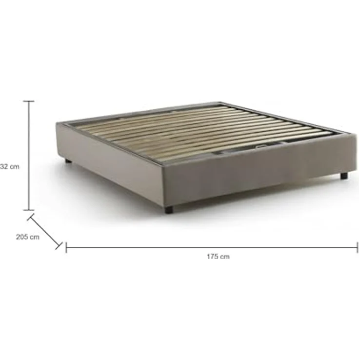 Talamo Italia - Elisa Doppelbett, Bettkasten mit Stoffbezug, 100 % Made in Italy, Öffnung vorne, geeignet für Matratze 160x190 cm, Taupe – Bild 2