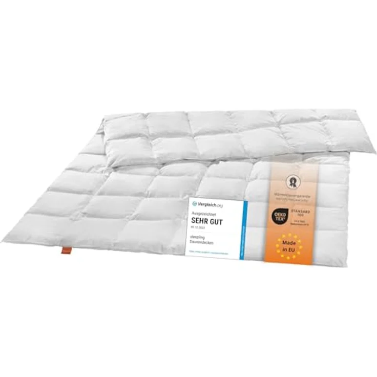 sleepling Daunenbettdecke Komfort, Füllung: 90% Daunen, 10% Federn, Bezug: 100% Baumwolle, waschbar bei 60°C, 5 Wärmeklassen, für Allergiker geeignet NOMITE – Bild 2
