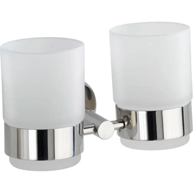 WENKO DUO BOSIO Zahnputzbecher, Chrom glänzend, mit Halter