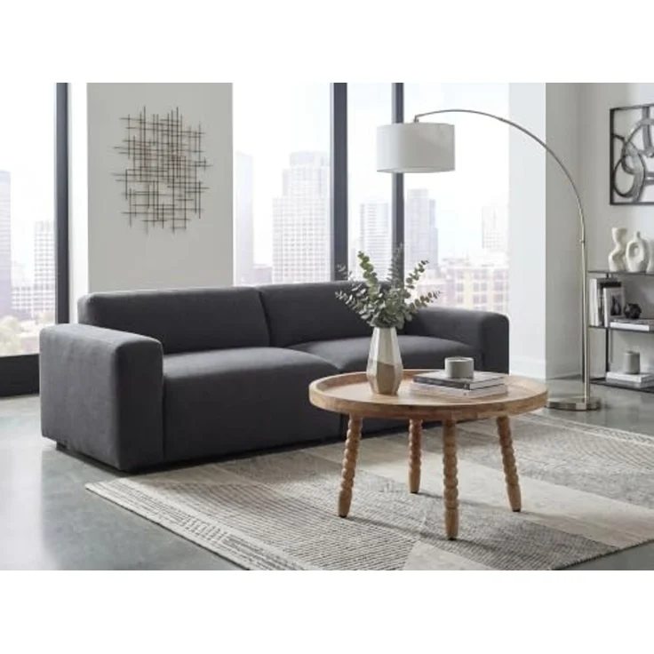 FINEBUY Couchtisch FB117841 Massivholz 60cm Sofatisch Beistelltisch Kaffeetisch Tisch (Traditioneller Wohnzimmertisch aus Akazienholz), Runder Kaffeetisch mit dekorativen Beinen – Bild 4