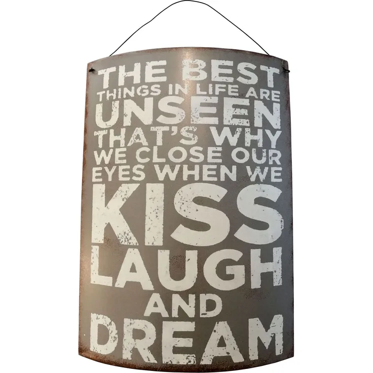 Metallschild Grau mit Spruch Wanddeko gewölbt 29,8 x 21 cm Geschenk Deko