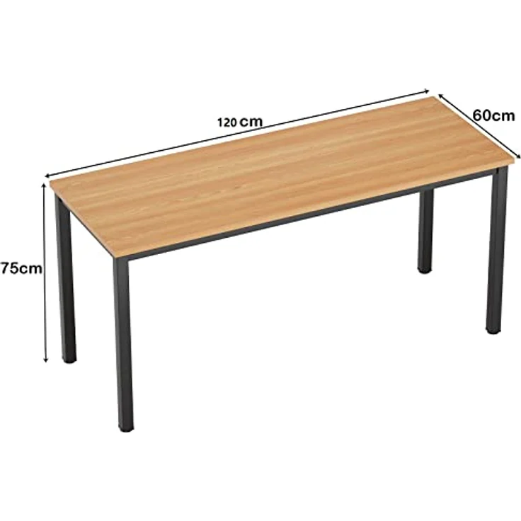 SogesHome Schreibtisch,Computertisch120 x 60 x 75 cm PC Schreibtisch Workstation für Home Office Verwenden Schreibtisch, Esstisch Konferenztisch,Teak & Schwarz,AC3BB-120-SH – Bild 3