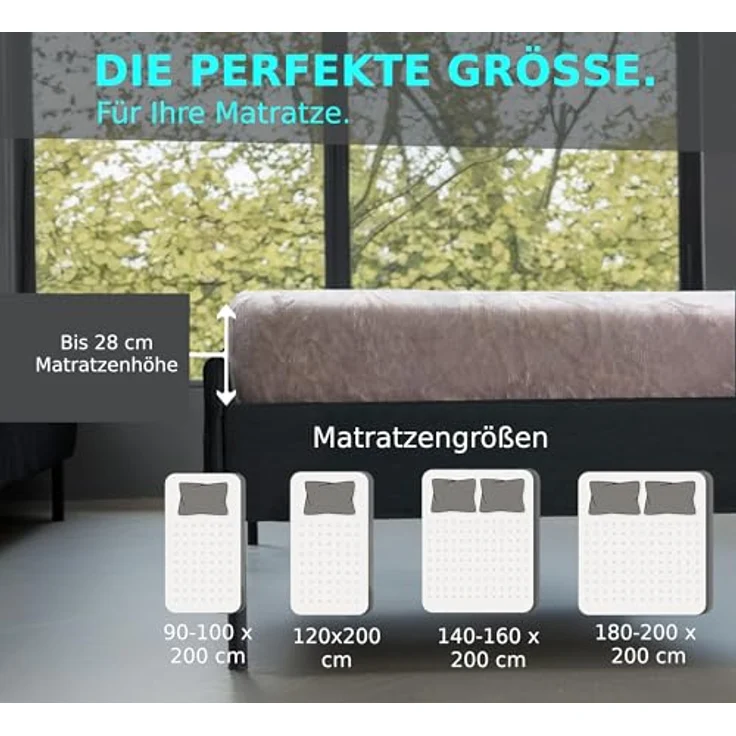 MALIKA® Premium warme Spannbettlaken Cashmere-Touch Bettlaken Jersey Fleece Spannbetttuch Laken, Farbe:Taupe, Größe:120x200 cm – Bild 7
