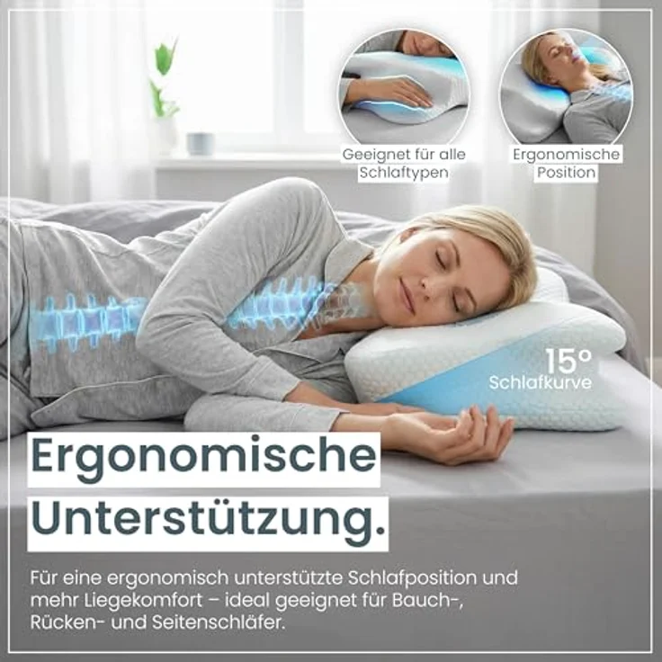 Gentle North Nackenstützkissen Orthopädisches Nackenstützkissen aus hochwertigem Memory Foam – Bild 3