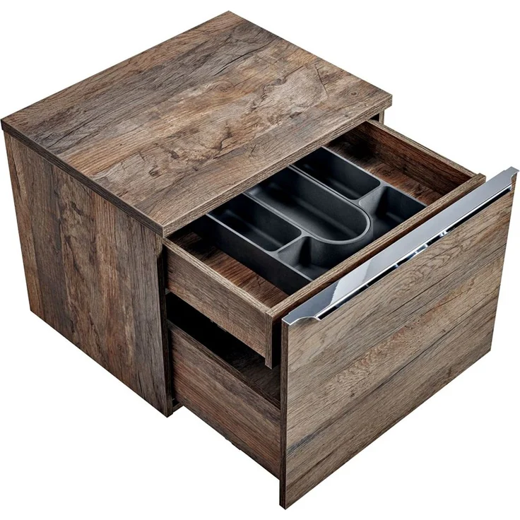 Waschtischunterschrank 60cm mit 40cm Keramikbecken PUEBLA-56 Vintage Oak, B/H/T ca. 60,4/61,5/46 cm – Bild 3