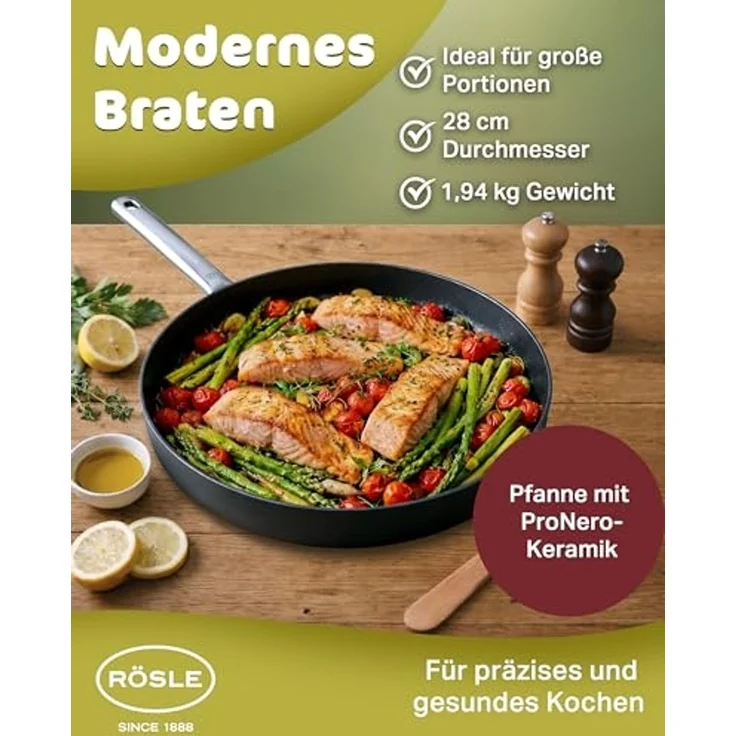 RÖSLE Bratpfanne EBONIC Ø 28 cm ProNero Keramik-Wabenbeschichtung – Bild 4