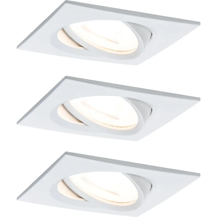 Paulmann No. 93472 LED Einbauleuchte Nova eckig 6,5W GU10 Weiß matt 3er-Set dimmbar