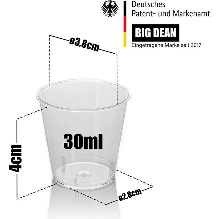 BigDean 100 Stück Schnapsgläser Plastik 3cl lebensmittelecht – Bild 2
