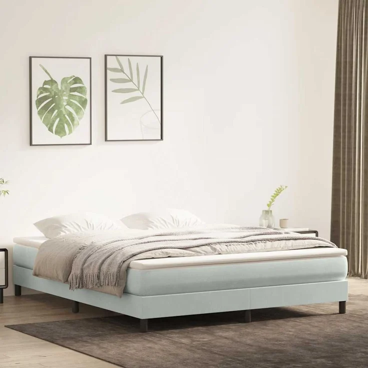 vidaXL Boxspringbett ohne Matratze Hellgrau 180x220 cm Samt 3315885 – Bild 1