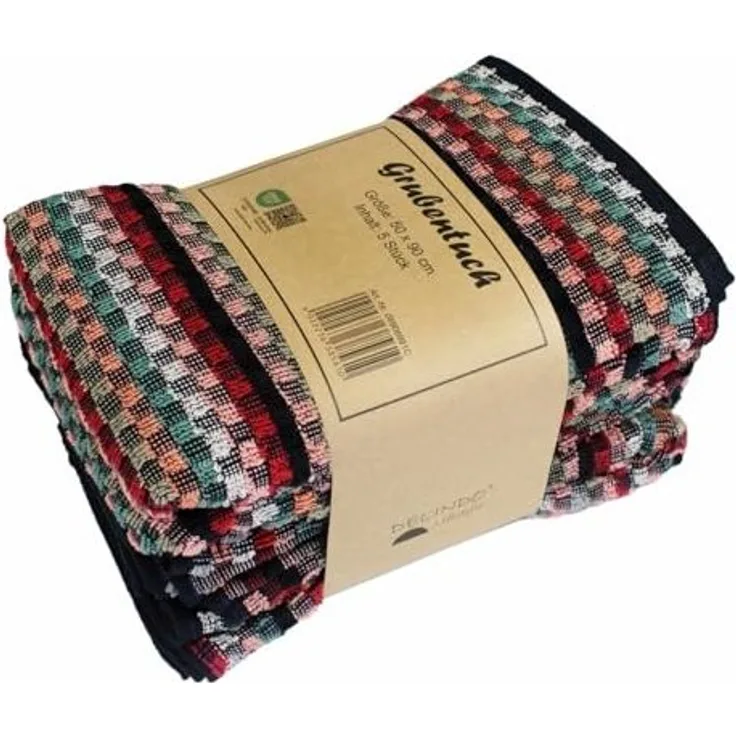 Delindo Lifestyle Handtuch Frottier Grubentuch, 50x90 cm, Frottier (5-St), Multicolor kariert aus Baumwolle
