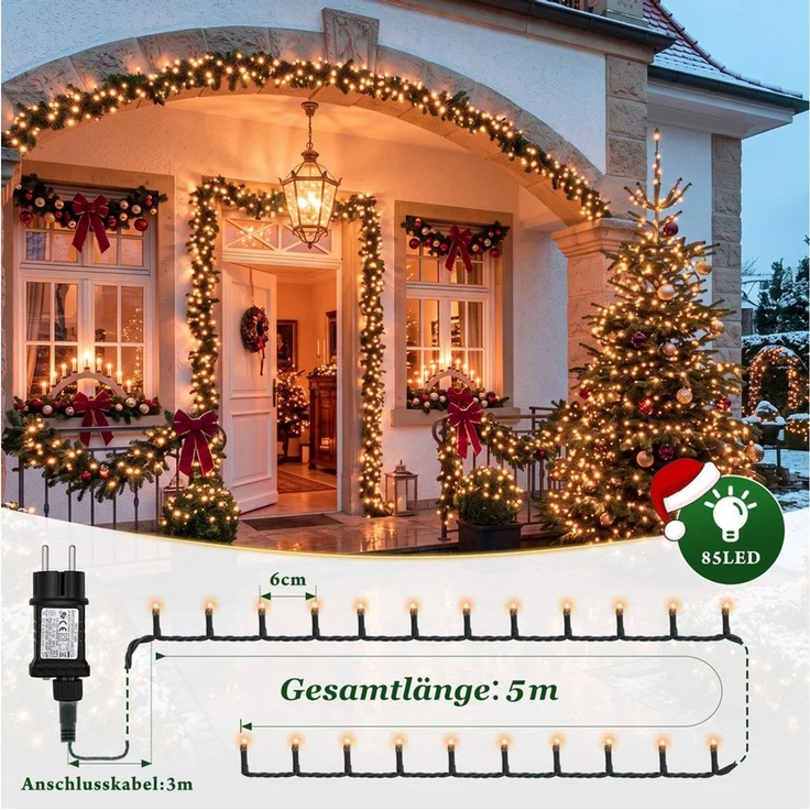 Salcar LED-Lichterkette 2m-100m LED Lichterkette Weihnachtsbaum 20-1660er LED Weihnachtsdeko – Bild 3
