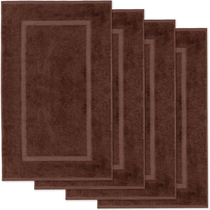 Lavea Badematte 4er Set Badeteppiche Elena Frottee 50x80 cm Badvorleger, 100% Baumwolle, 500 g/m² Frottier, weich & saugstark, pflegeleicht