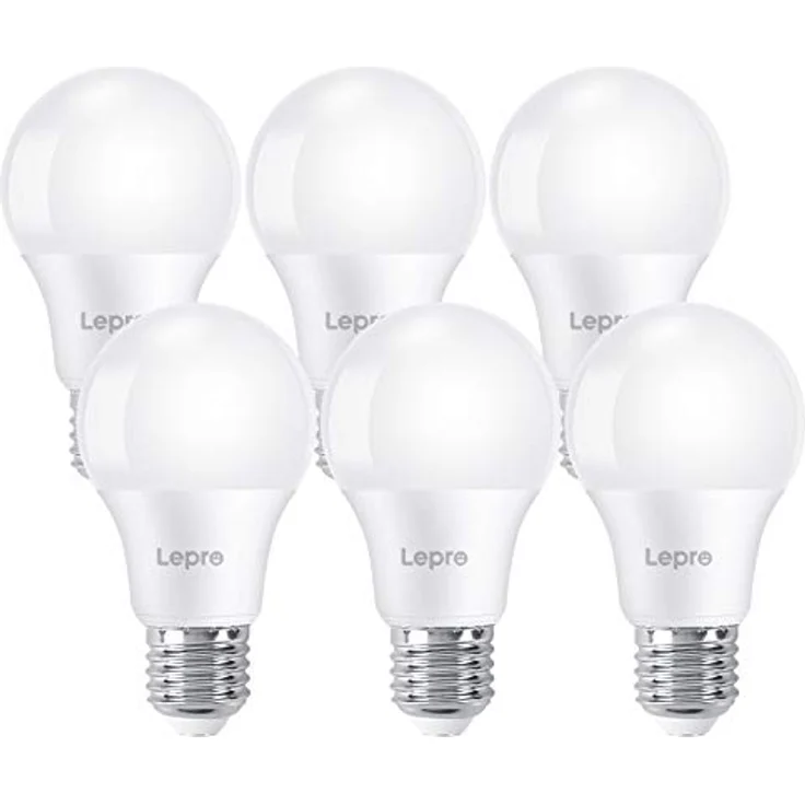 Lepro E27 LED Kaltweiss Glühbirne, 8.5 Watt 806 Lumen LED Lampe E27, ersetzt 60W Birne, A60 Leuchtmittel, 6500 Kelvin Kaltweiß LED Glühlampen, 160° Abstrahlwinkel Energiesparlampe, 6 Stück – Bild 2
