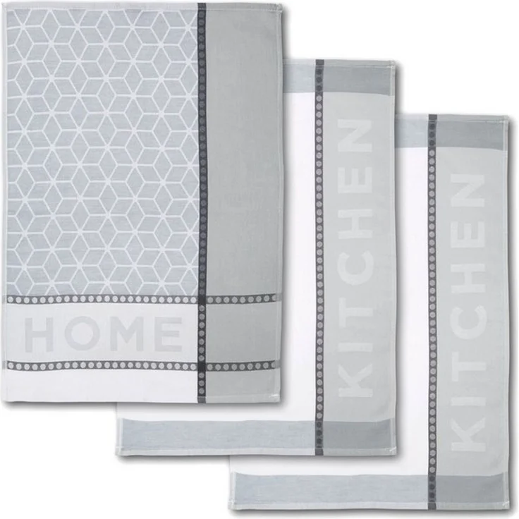 Dyckhoff Geschirrtuch HOME & KITCHEN, Maße je Tuch ca. 50x70 cm, aus 100% Baumwolle, (Set, 3-tlg), mit zwei verschiedenen Motiven – Bild 4