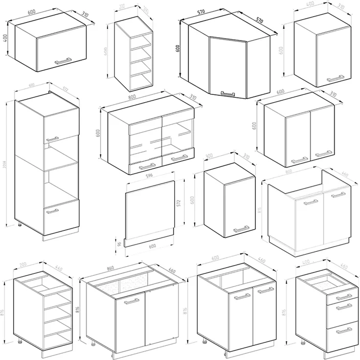 Eckküche R-Line Goldkraft Eiche/Anthrazit 247 x 46 cm ohne Arbeitsplatte Vicco – Bild 3
