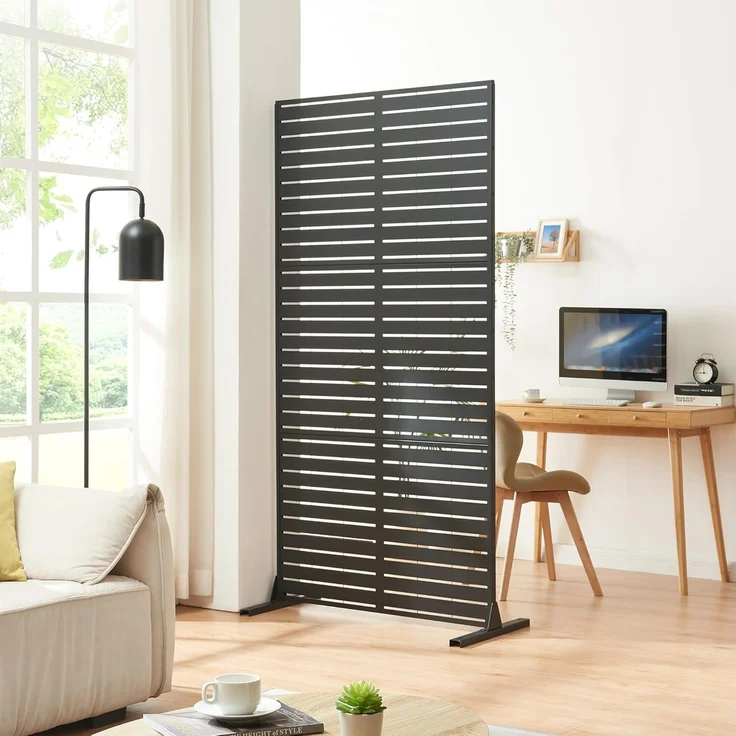 Indoor Trennwand Trolu Stahl 200x100x50 cm Schwarz [casa. pro] – Bild 1