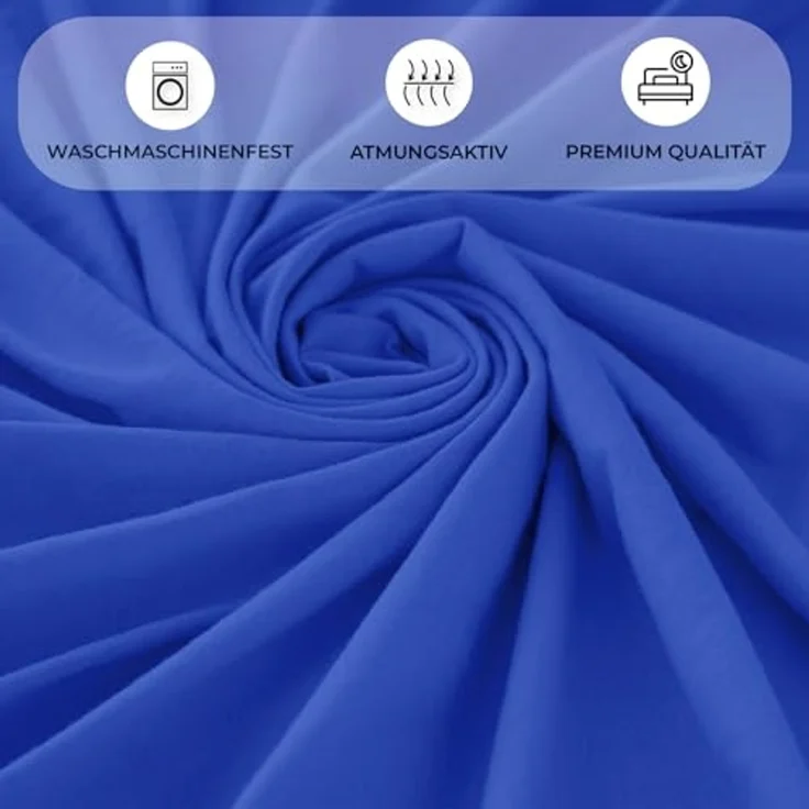 Buymax® Topper Spannbettlaken 200x200 cm Spannbetttuch 100% Baumwolle Jersey für Matratzentopper bis 12 cm Matratzenhöhe Bettlaken für Boxspringbett Topper, Blau Dunkelblau – Bild 5