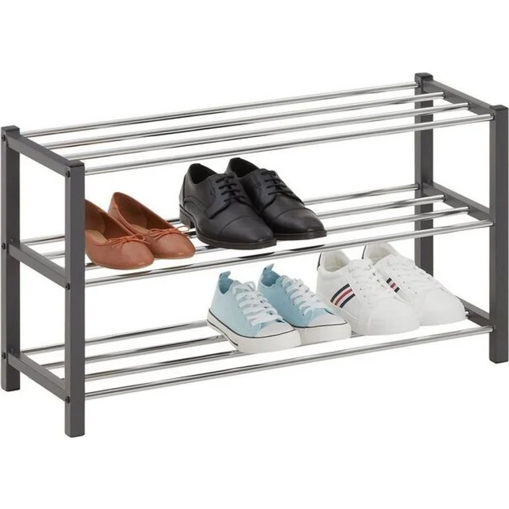 IDIMEX Schuhregal DUBLIN, Schuhständer mit 3 Ablagen, 80cm breit Schuhaufbewahrung Metall grau – Bild 4