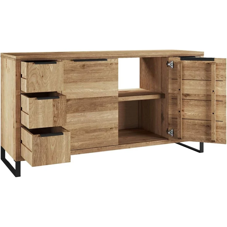 Waschtisch Holz 138cm Woodkings Sydney Wildeiche Braun Badunterschrank Waschplatz Doppelwaschtisch Badezimmerkommode Unterschrank – Bild 4
