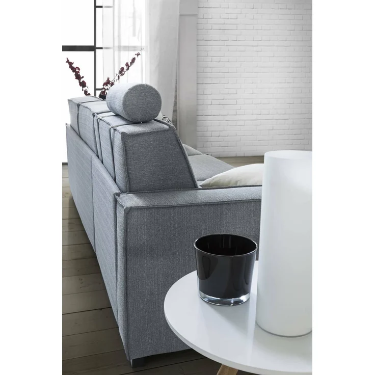 Dmora Sofa mit Halbinsel Sodalite, Ecksofa mit Sinistra-Stauraum-Halbinsel, schmale Armlehnen, 100 % Made in Italy, 260 x 95 x 90 cm, Grau – Bild 5