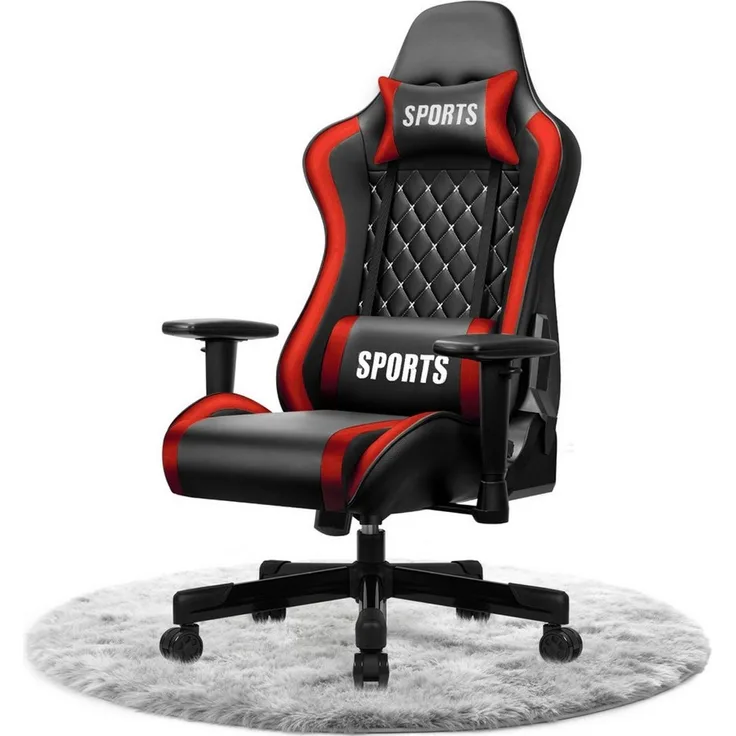 Adormii Gaming-Stuhl Gaming stuhl mit verstellbaren Armlehnen, ergonomisch gaming chair (90°–170° neigbar und arretierbar, gamingstuhl mit gepolsterter Kopfstütze und Lendenkissen, pc stuhl gaming mit verdicktem Sitzkissen, 10cm höhenverstellbarem Sitz...