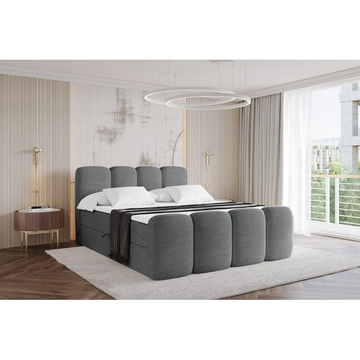 ALTDECOR Boxbett NINA-Z (Multipocket-Matratze H4, H3 Matratze Bonellfederung, Topper, Kopfteil), Doppelbett mit Fußteil – Bild 1