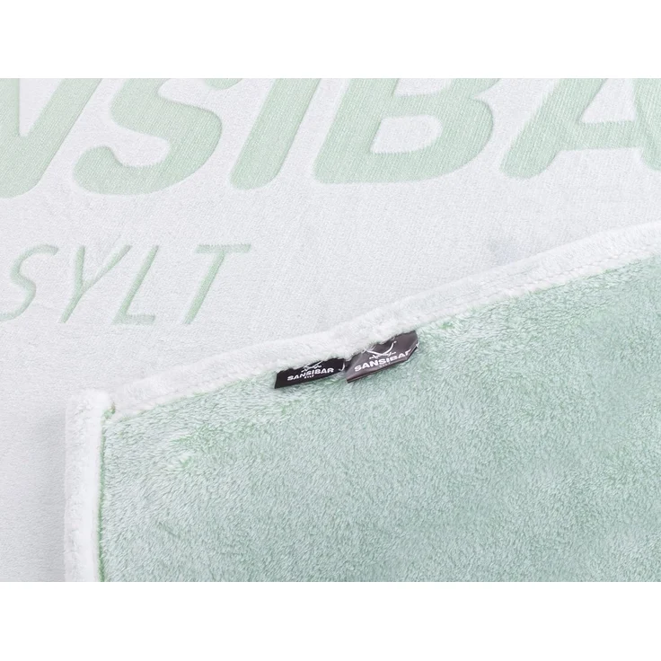 Sansibar 'Sylt' Wohndecke im Hochtief Design, Mikrofaserfleece offwhite / light green, 150x200 cm – Bild 3