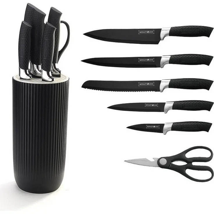 Messer Kochmesser Messerständer Messerset 7-tlg. Royalty Line schwarz RL-NC07B