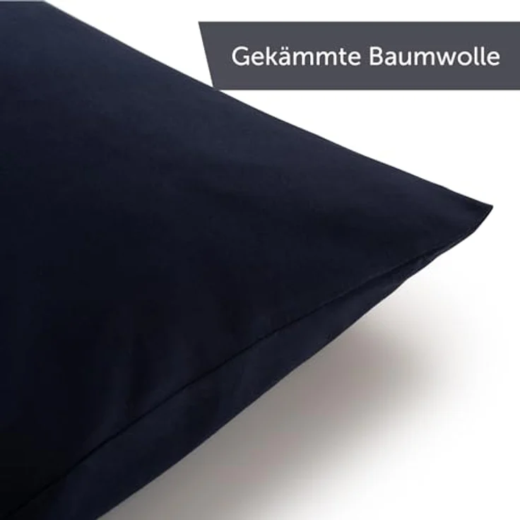 Blumtal Kissenbezug 40x40 cm (2er Set Kissenbezüge) - Dunkelblau - 100% Baumwoll-Jersey, Oeko-Tex Zertifiziert, Kissenhülle 40x40 - Jersey Kopfkissenbezug für Kissen 40x40 cm mit Reißverschluss – Bild 8