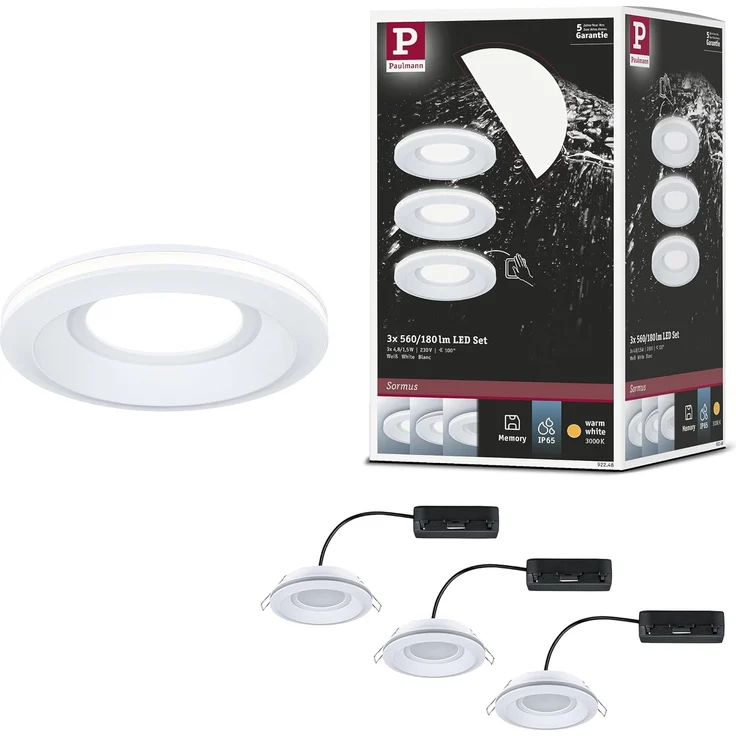 Paulmann 92248 LED Einbauleuchte Sormus 10cm 3er-Set IP65 rund weiß – Bild 1