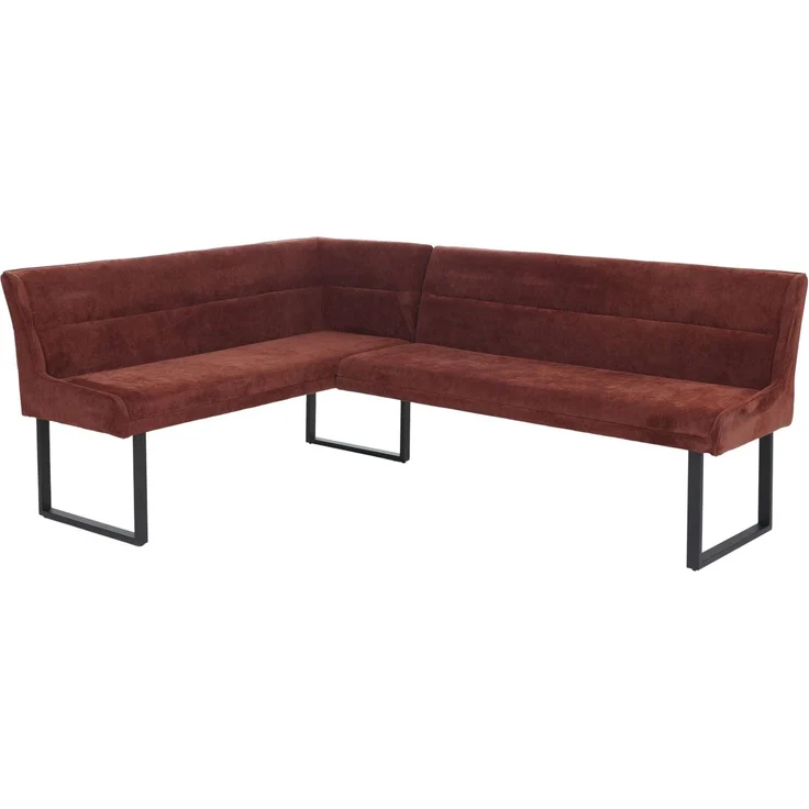 Eckbank HWC-O81, Esszimmerbank Bank, Öko-Tex (310g/m²) Chenille Stoff/Textil Metall 159x210 cm ~ rot – Bild 7