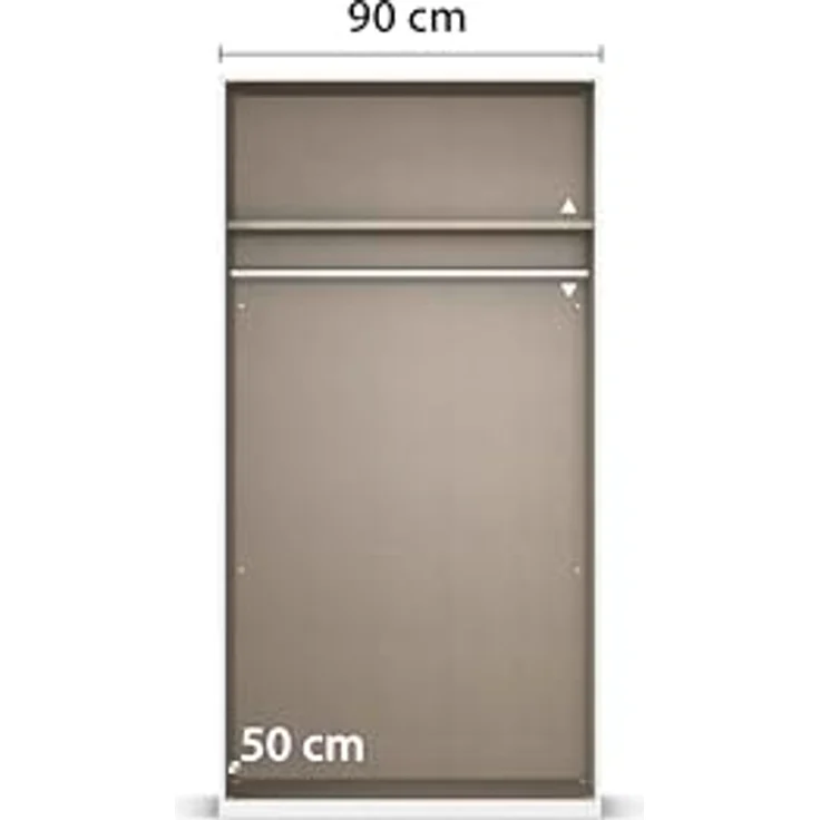 Rauch Möbel Alabama, Kleiderschrank für Schlafzimmer, Kinderzimmer, Wohnzimmer, Garderobe, Flur, 2-türig, mit Zubehör Basic, Farbe Beige, Breite 91 cm – Bild 8