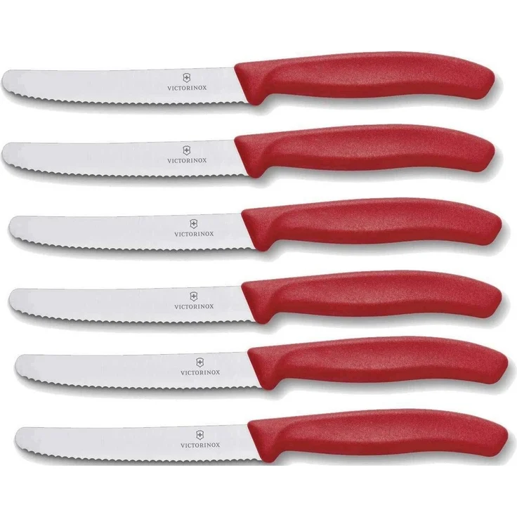Victorinox | Tafelmesser Set | 6er Set | Swiss Classic | roter Griff | ideal für den täglichen Gebrauch | spülmaschinengeeignet | hochqualitative Klinge – Bild 1