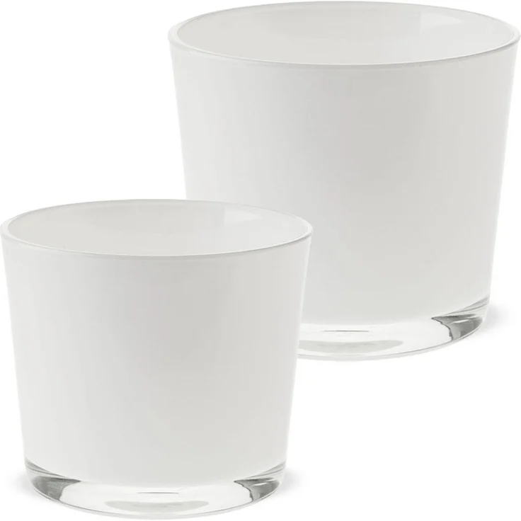 matches21 HOME & HOBBY Blumentopf Glastopf rund Pflanzgefäß Teelichtglas Glas weiß Ø 11,5 cm (1 St) – Bild 2