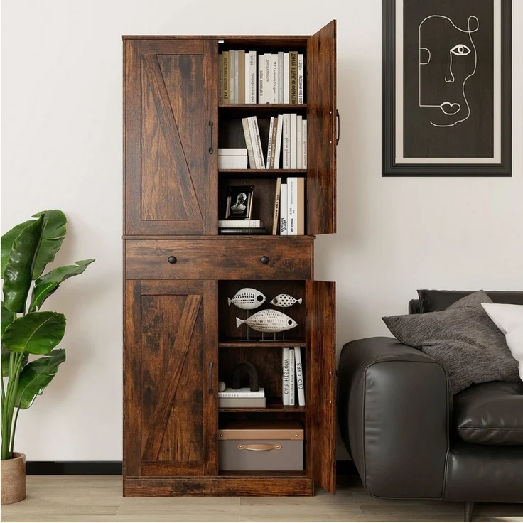 COSTWAY Vorratsschrank Küchenbuffet mit verstellbarem Regal, Schublade weiß – Bild 1