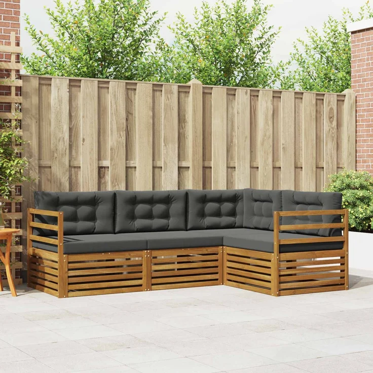 vidaXL Outdoor-Sofagarnitur 4 stk. 4-Sitzer Natur und Anthrazit 3373362 – Bild 1